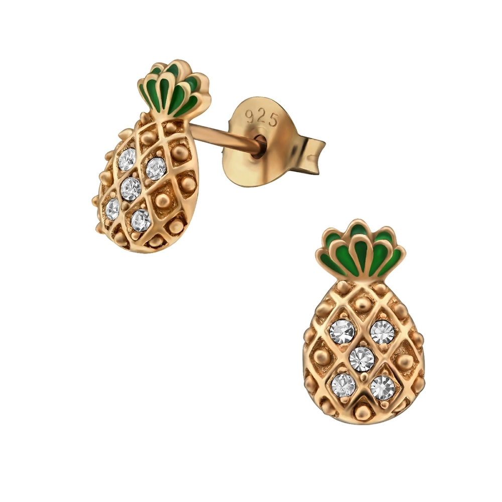 14k Rose Gold Pineapple Earrings